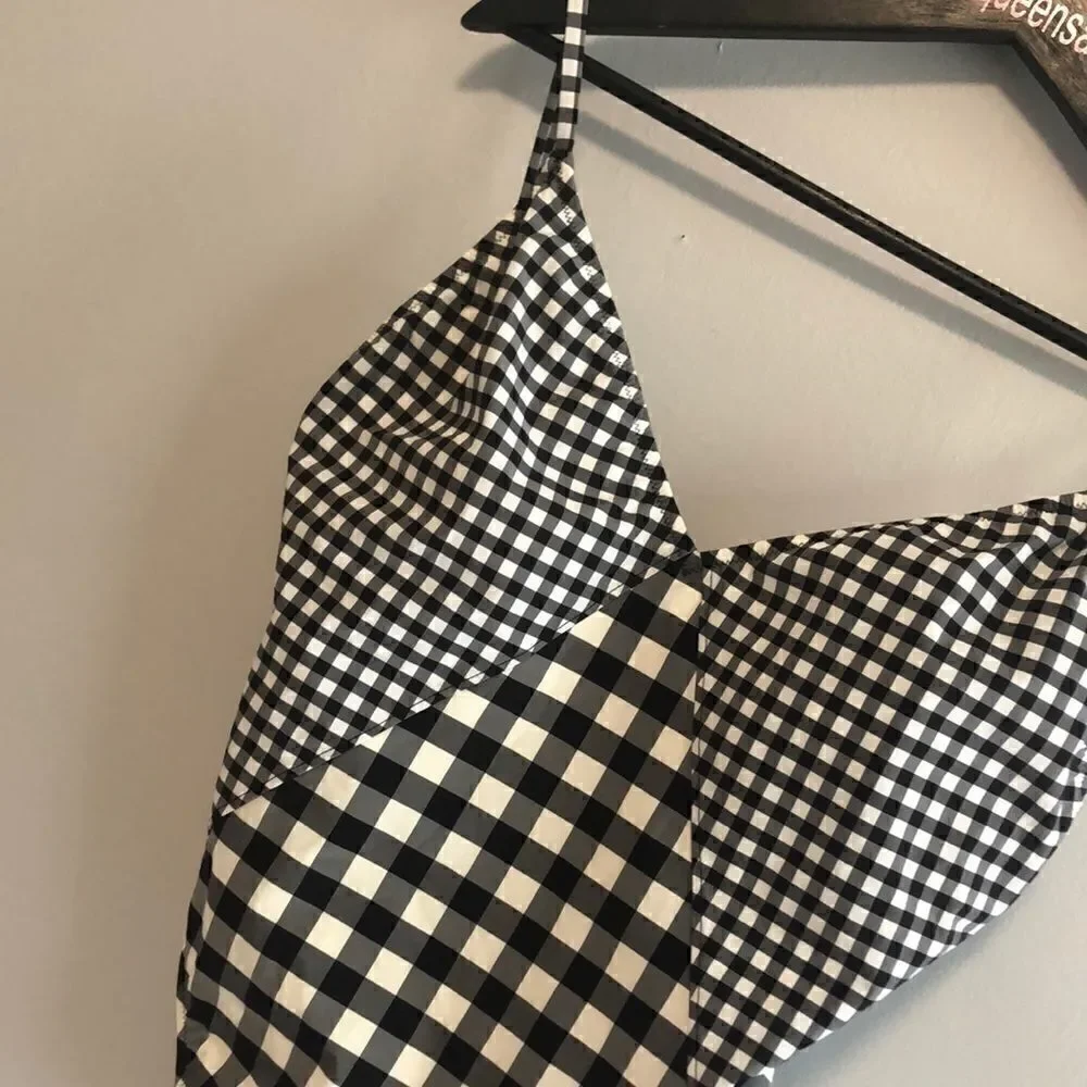 J. Crew V-Neck One-Piece Swimsuit in Gingham